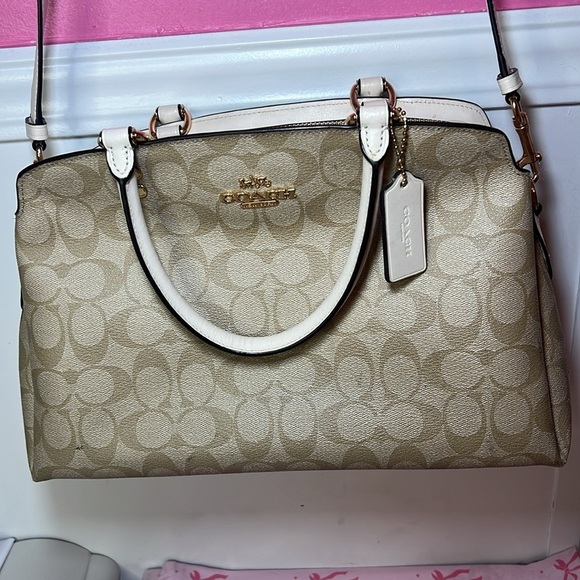 Coach Beige Signature Shoulder Bag - Picture 7 of 15